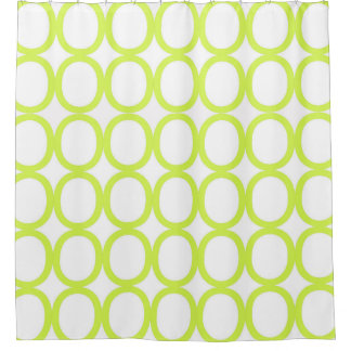 Lime Green and White O's Shower Curtain