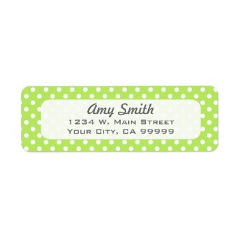 Lime Green And White Polka Dots Label by whimsydesigns at Zazzle