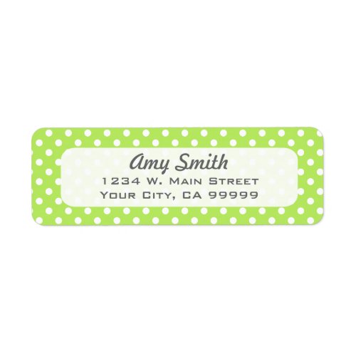 Lime Green and White Polka Dots Label