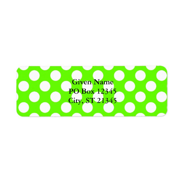 Lime Green and White Polka Dots Label (Front)