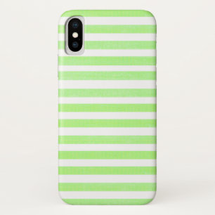 Lime Green and White Stripe Apple iPhone X Case
