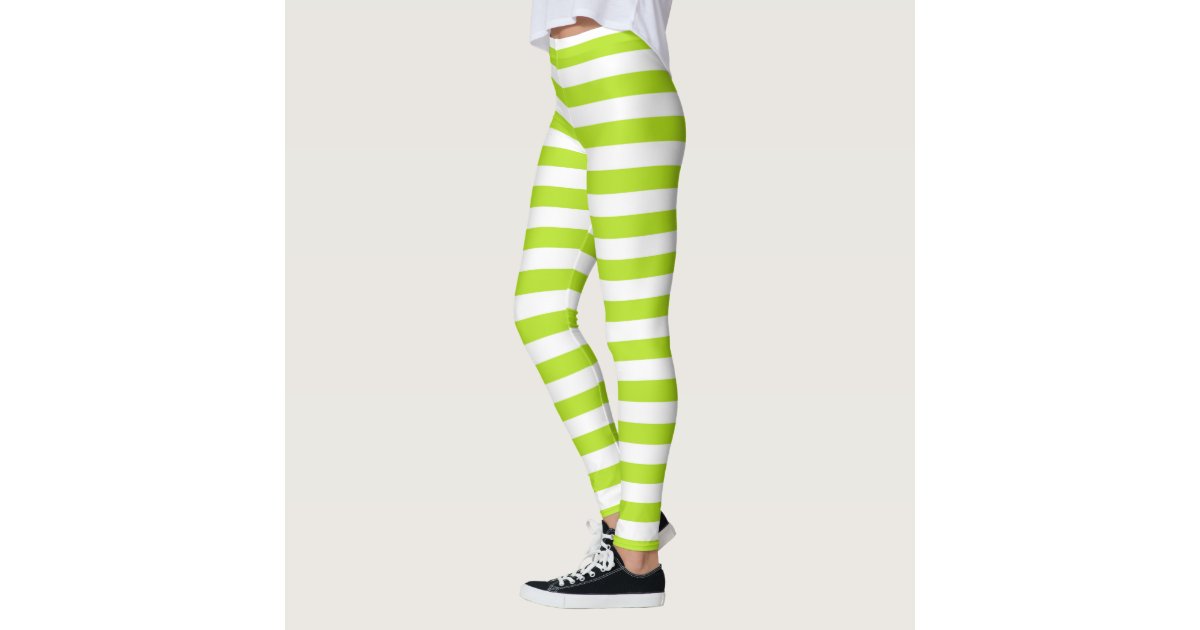 Lime Green and White Stripes Leggings | Zazzle.com