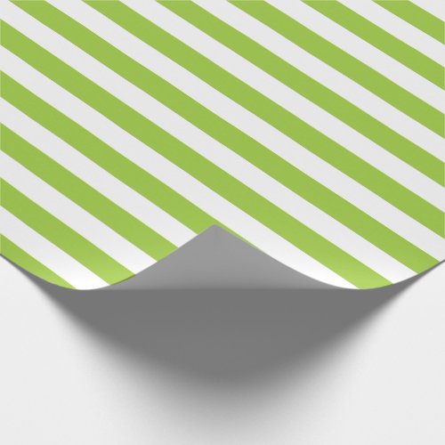 Lime Green and White Stripes Pattern Wrapping Paper