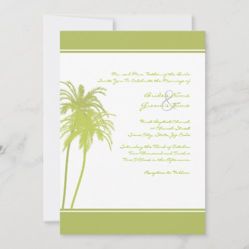 Lime Green and White Tropical Palms Invitation
