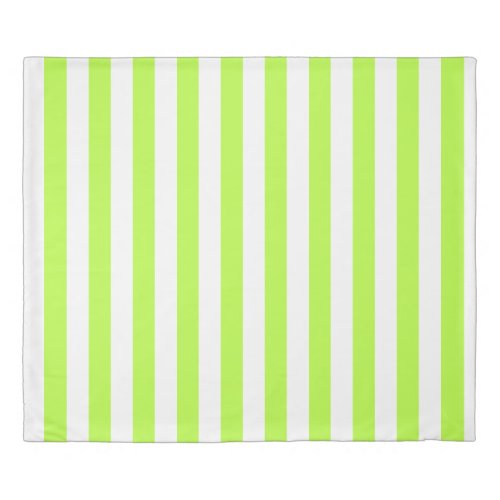 Lime Green and White Vertical Stripes Duvet Cover