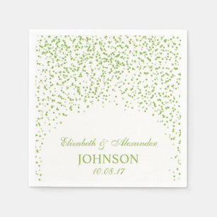 Lime green and White Wedding Confetti Pattern Paper Napkins