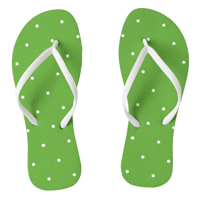 Lime Green and White with Dots Flip Flops (Footbed)