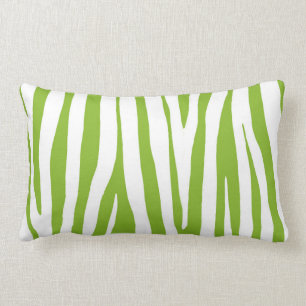 Lime green and white zebra pattern lumbar pillow