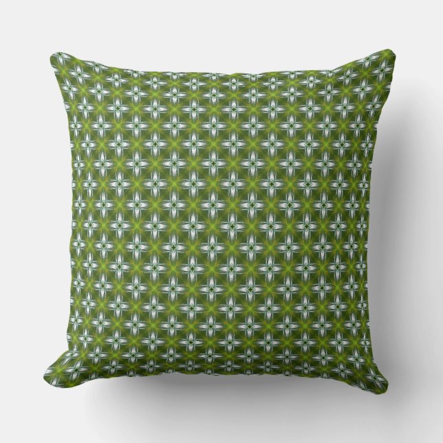 Lime Green and Woven White Light Effect  Throw Pillow (Front)