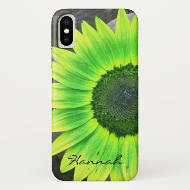 Lime Green and Yellow Sunflower *personalize* Case-Mate iPhone Case (Back)