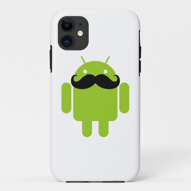 Lime Green Android Robot Mustache Case-Mate iPhone Case (Back)