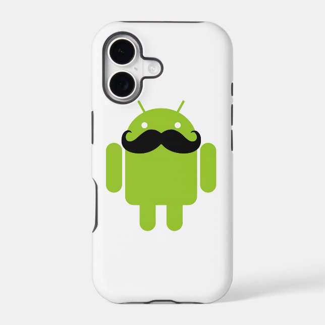 Lime Green Android Robot Mustache Iphone Case (Back)