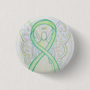 Lime Green Angel Awareness Ribbon Art Lapel Pin