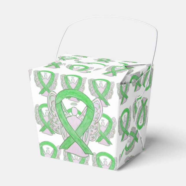 Lime Green Angel Awareness Ribbon Gift Favor Boxes (Front Side)