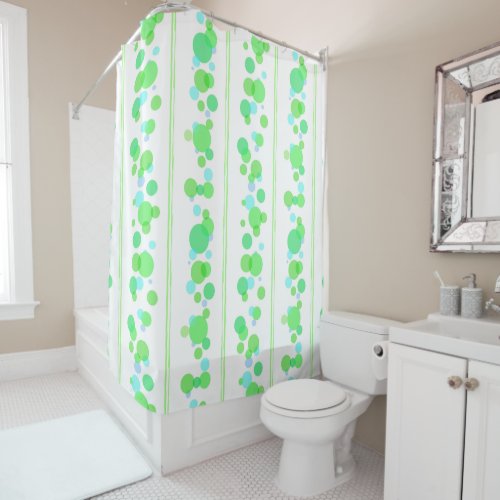 Lime Green Aqua and Blue Bubbles Shower Curtain