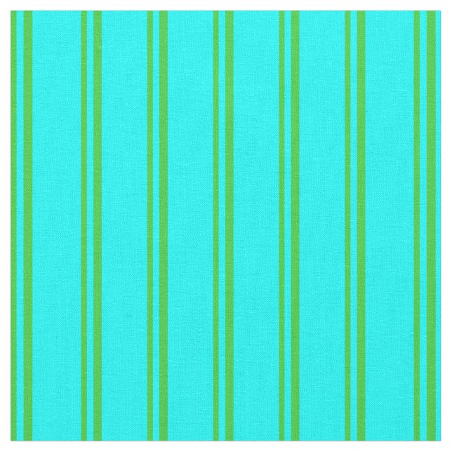 Lime Green & Aqua Lines/Stripes Pattern Fabric (Close Up)