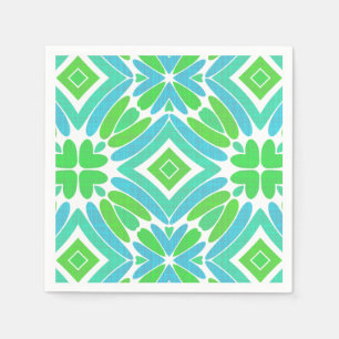 Lime Green Aqua Turquoise Retro Fantasy Pattern Paper Napkins