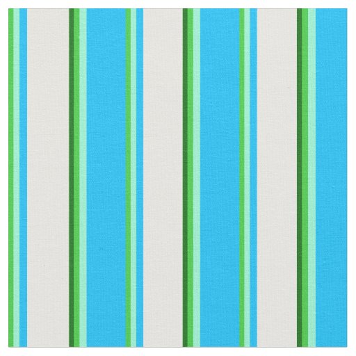 Lime Green, Aquamarine, Blue, White & Dark Green Fabric