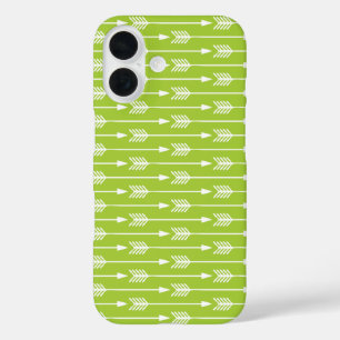 Lime Green Arrows Pattern iPhone 16 Case