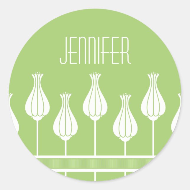 Lime Green Art Deco Floral Stickers (Front)