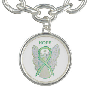 Lime Green Awareness Ribbon Angel Charm Bracelet