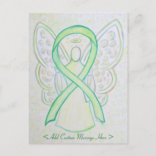 Lime Green Awareness Ribbon Angel Custom Postcard