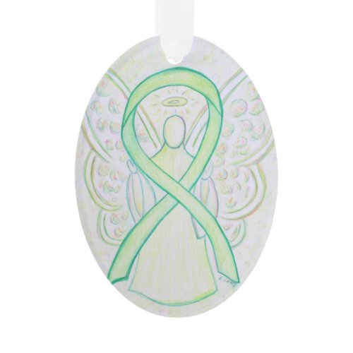 Lime Green Awareness Ribbon Angel Ornament Pendant