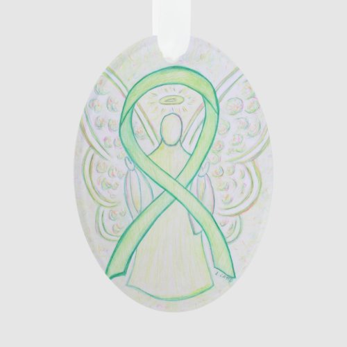 Lime Green Awareness Ribbon Angel Ornament Pendant