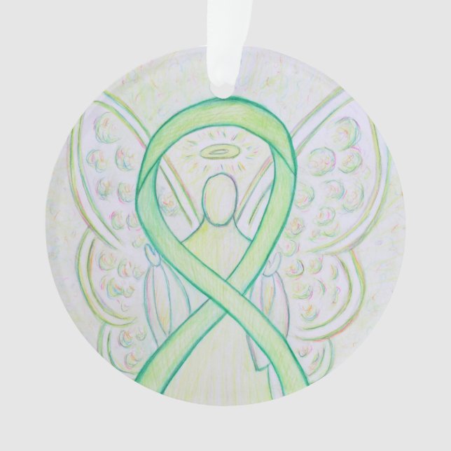 Lime Green Awareness Ribbon Angel Ornaments (Front)