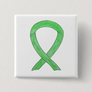 Lime Green Awareness Ribbon Art Lapel Pin