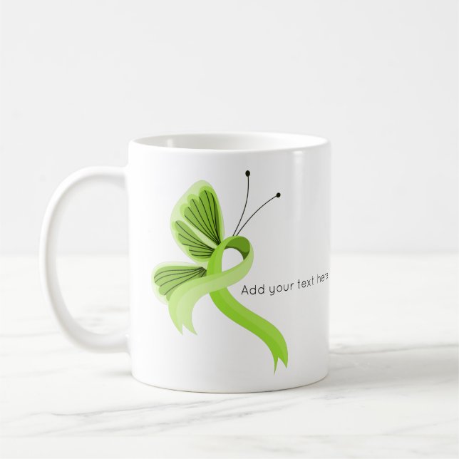Lime Green Awareness Ribbon Butterfly Coffee Mug (Left)