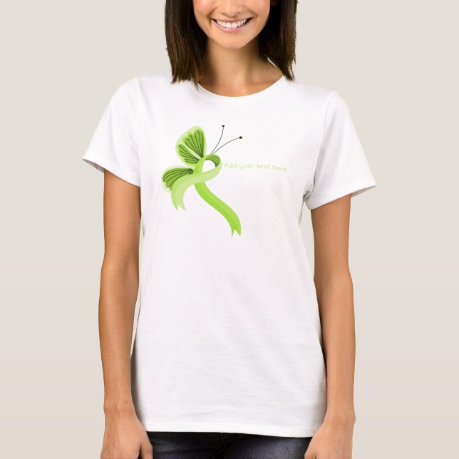 Lime Green Awareness Ribbon Butterfly T-Shirt (Front)