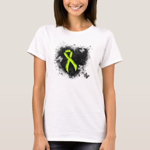 Lime Green Awareness Ribbon Grunge Heart T_Shirt