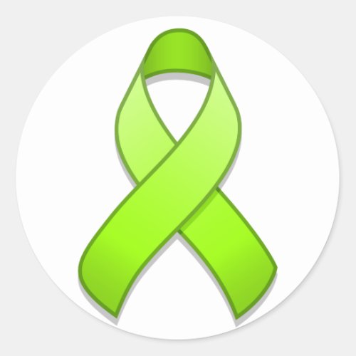 Lime Green Awareness Ribbon Round Sticker
