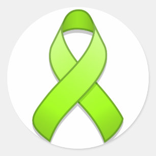 Lime Green Awareness Ribbon Round Sticker