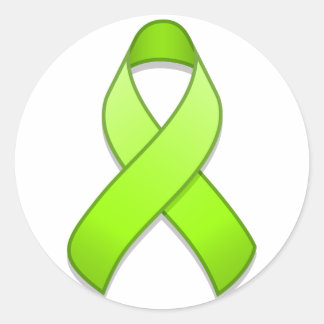 Lime Green Awareness Ribbon Round Sticker