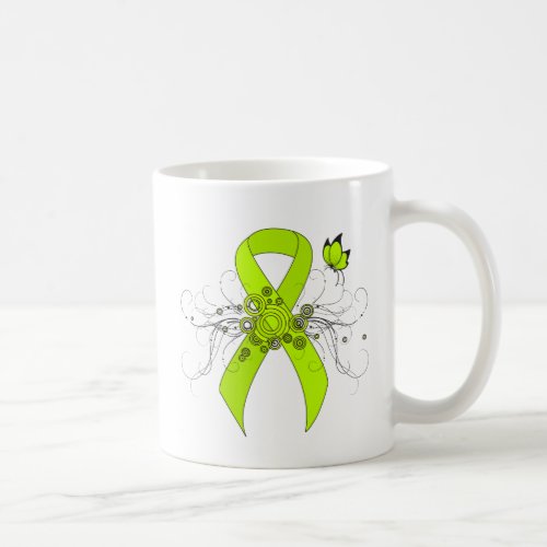 Lime Green Awareness Ribbon with Butterfly Coffee Mug