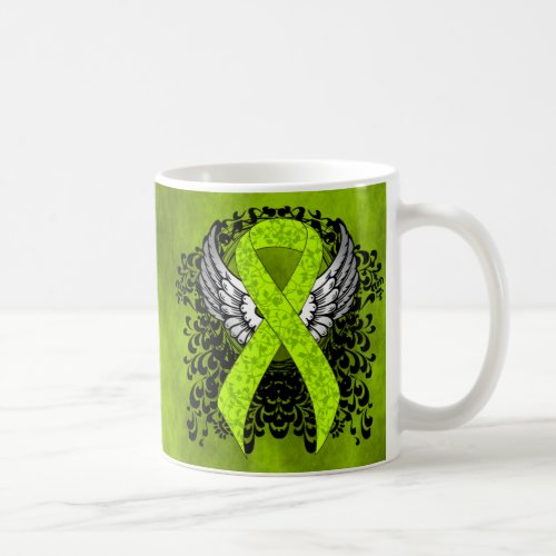 Lime Green Awareness Ribbon with Wings Coffee Mug
