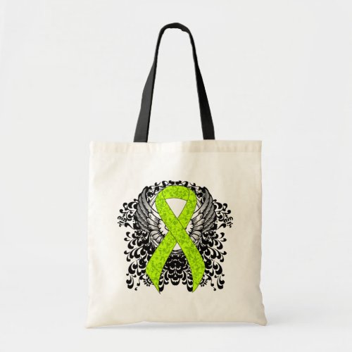 Lime Green Awareness Ribbon with Wings Tote Bag