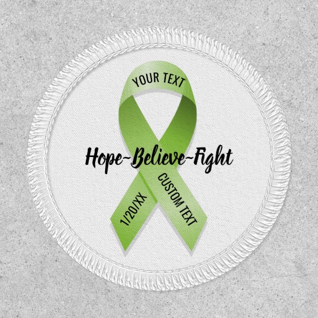 Lime Green Awareness Ribbon Your Custom Text Patch (Front)