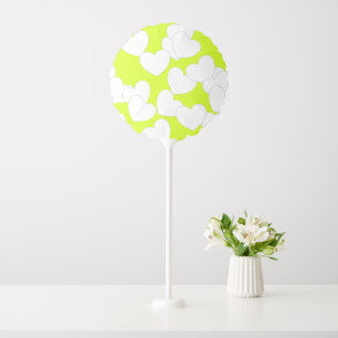 Lime Green Balloon With Big White Hearts