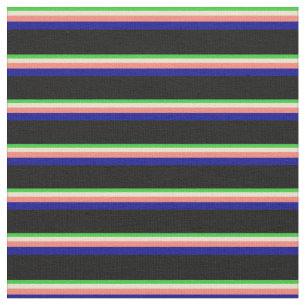 Lime Green, Beige, Salmon, Dark Blue & Black Fabric