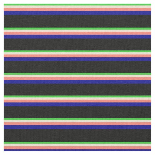 Lime Green, Beige, Salmon, Dark Blue & Black Fabric