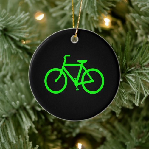 Lime Green Bike Ceramic Ornament