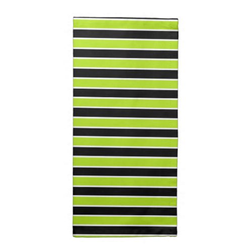 Lime Green Black and White Stripes Cloth Napkin