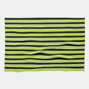 Lime Green, Black and White Stripes Kitchen Towel