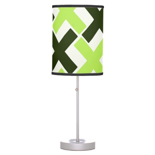 Lime GreenBlack and White Xs Table Lamp