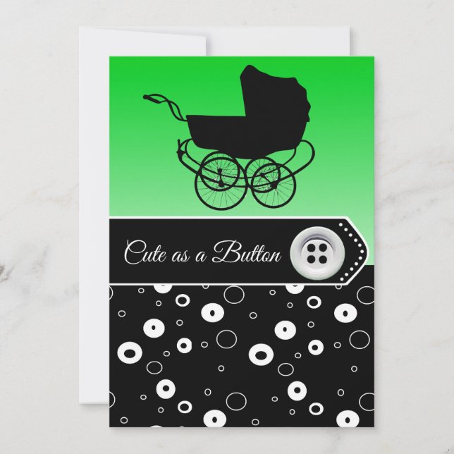 Lime Green & Black Boy Baby Shower Invitations (Front)