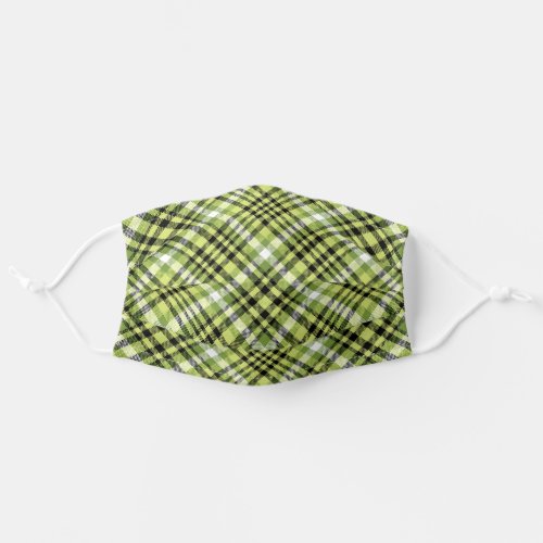 Lime Green Black Chic Modern Tartan Trendy Pattern Adult Cloth Face Mask