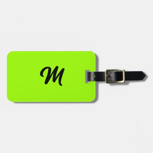 Lime Green Black Colorful Monogram Name Gift Favor Luggage Tag
